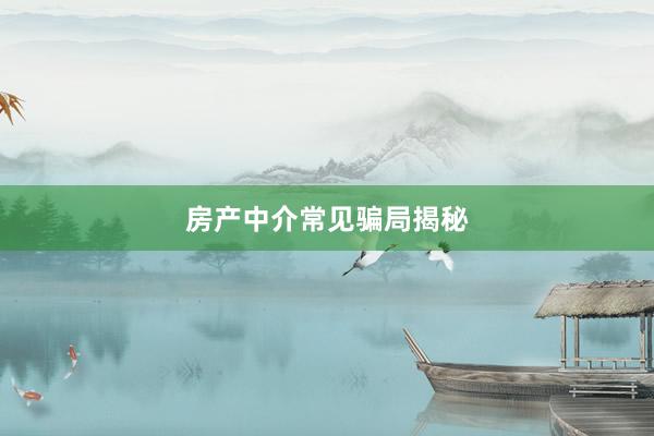 房产中介常见骗局揭秘