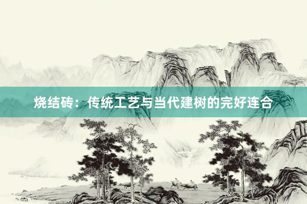 烧结砖：传统工艺与当代建树的完好连合